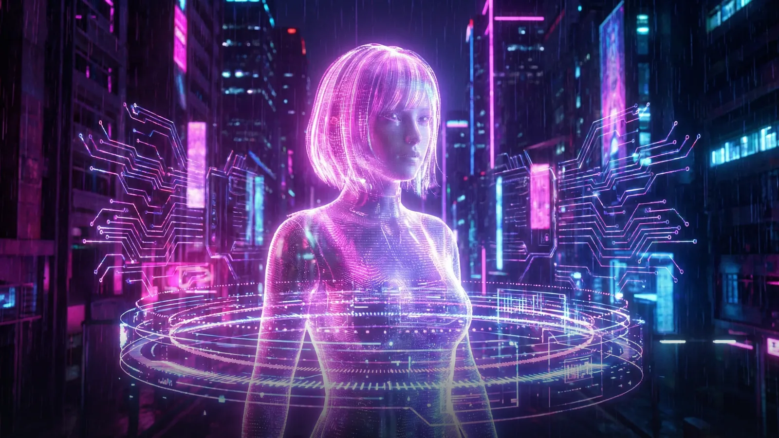 Futuristic purple AI companion illustration used for the Candy AI review